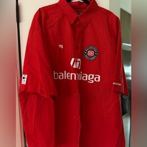 BALENCIAGA Short Sleeve Soccer Jersey Oxford Shirt